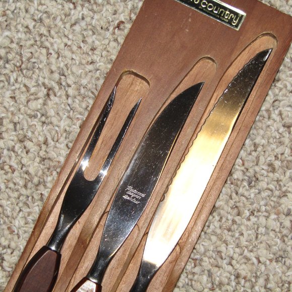 VINTAGE MCM Washington Forge Town & Country 3-Pc CARVING SET - Fleetwood Handles - Picture 3 of 10